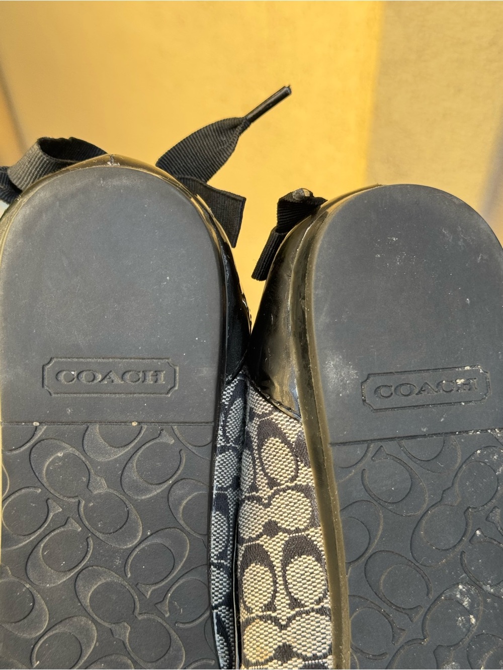 COACH Black & Cream Logo Ballet Flats - Picture 3 of 4